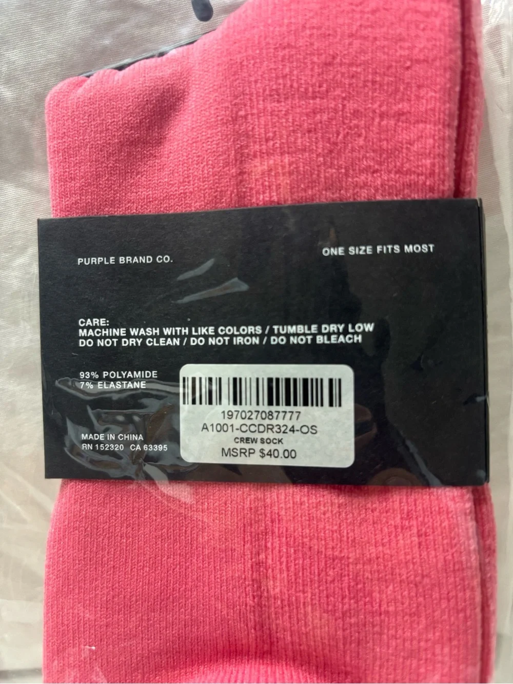 Purple Brand Co. Men's Crew Socks in Pink